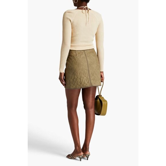 JONATHAN SIMKHAI Jayline Beige Ribbed Knit Deep Scoop Neck Sweater, Size XS - Picture 2 of 11